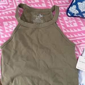 Free people bella seamless ribbed tank khaki